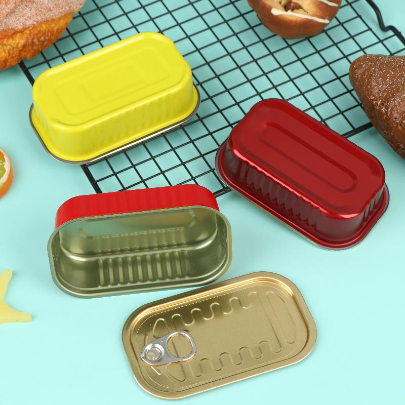 Food Storage With Lids - 2 szt. Prostokątne Mini Metalowe Puszki