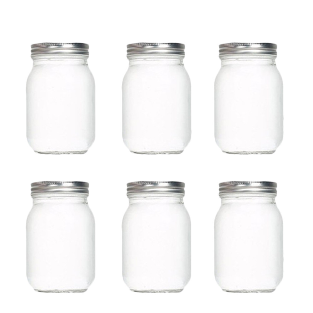 Food Storage With Lids - 6 szt. Przezroczystych Okrągłych Szklanych Słoików